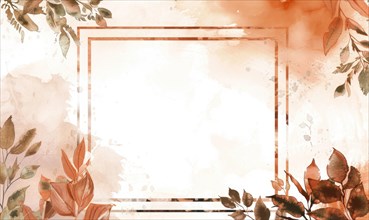 Copper frame on watercolor background, space for text AI generated