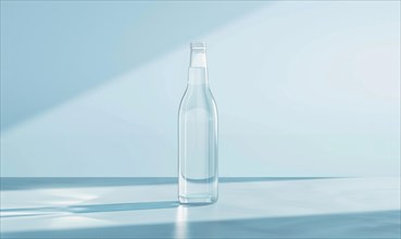Crystal clear glass bottle mockup showcasing a premium quality mineral water sourced from natural