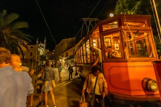 Traditional tram in Soller city, Mallorca, Spain, Europe
