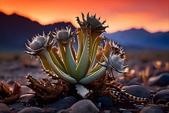 Welwitschia plant ancient survivor of namib desert, AI generated