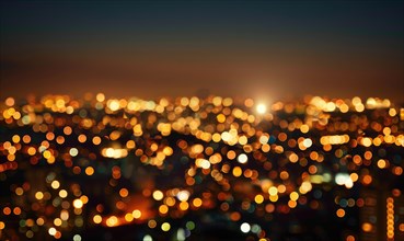 Bokeh lights creating an ethereal backdrop for a nighttime cityscape AI generated