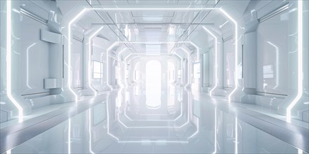 Futuristic white hallway.KI generiert, generiert, AI generated