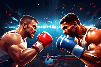 AI generated illustration showcasing boxing sports in vibrant accessible color schemes