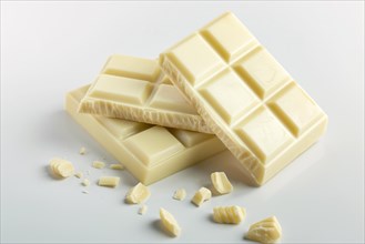 Broken up white chocolate bars. KI generiert, generiert, AI generated