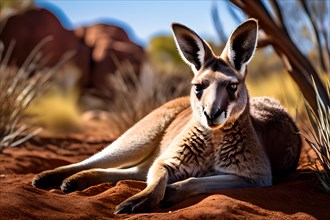 Kangaroo in the australian outback, AI generated