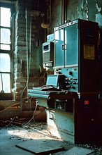 Abandoned x ray room in abandoned hospital, AI generated, hospital, damage, abandoned, ruin,