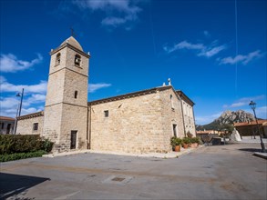 Church on the village square, San Pantaleo, Sardinia, Italy, Europe