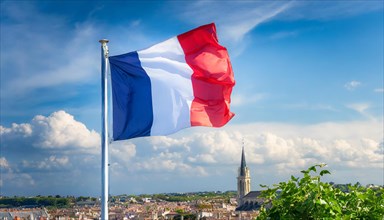Flag, the national flag of France fluttering in the wind