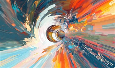 A dynamic abstract swirl with a burst of paint-like vivid colors AI generated