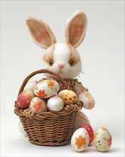 Easter Bunny with Decorated Eggs, AI generated