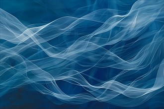 Abstract dynamic blue waves with fluid motion and light effects, illustration, AI generated