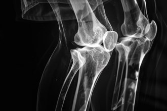 Illustration, biomedical visualisation, X-ray image, knee, knee joint, osteoarthritis, AI