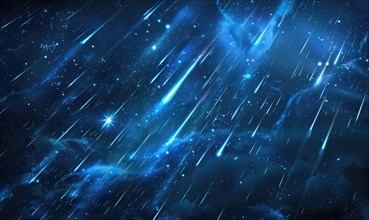 A breathtaking meteor shower lighting up a cosmic blue night sky with astral wonder AI generated