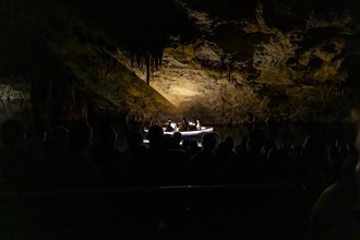 Porto Cristo, Spain, November 2, 2023: amazing photos of concert in Drach Caves in Mallorca, Spain,