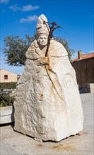 Stone sculpture, Pope, San Pantaleo, Sardinia, Italy, Europe