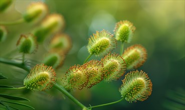 A detailed close-up view of Mimosa seed pods AI generated