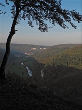 View along the Danube to the Benedictine Archabbey Beuron, district of Sigmaringen,