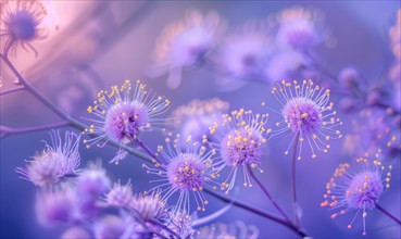 Closeup view of violet blossoms AI generated