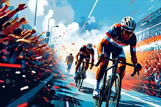 AI generated illustration showcasing cycling sports in vibrant accessible color schemes