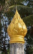 Gilded sculpture of lotus flower bud, Wat Wisunarat temple, Luang Prabang, Laos, Asia