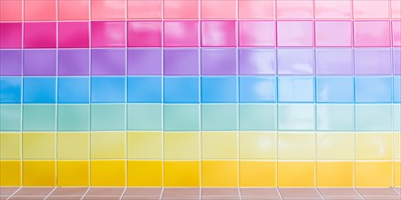 Rainbow colored tiles background. KI generiert, generiert, AI generated