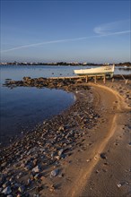 Estany des Peix, lonely boat, Formentera, Pitiusas Islands, Balearic Community, Spain, Europe