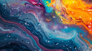Colorful abstract fluid art with vibrant swirls and glossy surface, ai generated, AI generated