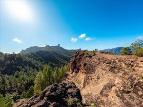 Views from a viewpoint to Roque Nublo in Gran Canaria, Canary Islands
