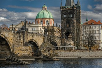 Sightseeing tour, boat trip, Charles Bridge Prague, Prague, Czech Republic, Europe