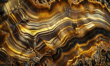 Background adorned with the organic texture of raw tiger's eye semi-gemstones AI generated
