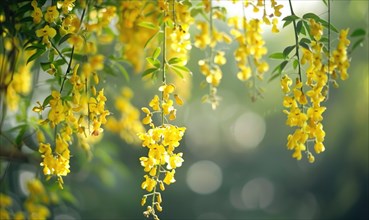 Laburnum flowers swaying in the breeze AI generated
