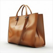Elegant brown leather tote bag with a double handle and a slick, professional look, ai generated,