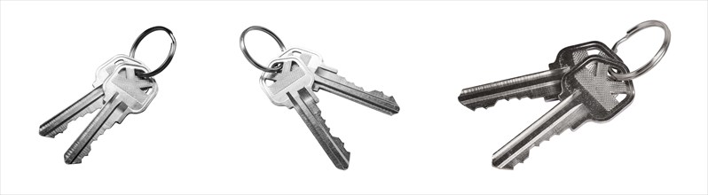 House key set of different angles isolated on a white background