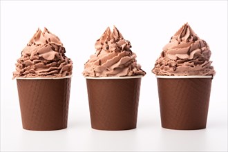 Chocolate ice crea, in cup on white background. KI generiert, generiert, AI generated