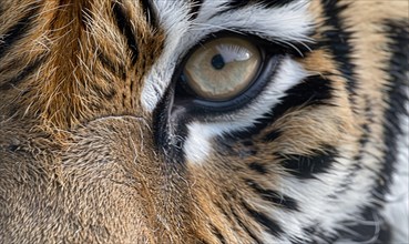 Close-up of a captive Bengal-Siberian tiger AI generated