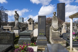 Tour Montparnasse, graves Montparnasse cemetery, Paris, France, Europe