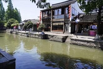 Excursion to Zhujiajiao Water Village, Shanghai, China, Asia, Traditional buildings along a