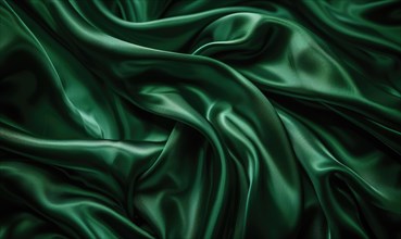 Background covered in opulent silk fabric in regal emerald green AI generated