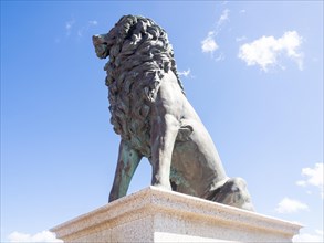 Monument, sculpture of a lion, Maddalena, Isola La Maddalena, Sardinia, Italy, Europe