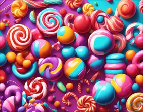 Abstract and fantastic background of colorful candies, AI generated
