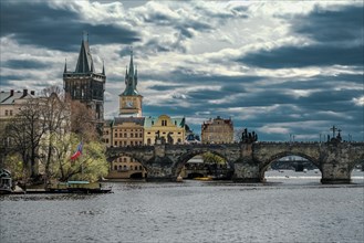 Sightseeing tour, boat trip, Charles Bridge Prague, Prague, Czech Republic, Europe