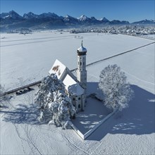 Pilgrimage church of St Coloman near Schwangau, Allgaeu, Swabia, Bavaria, Germany, Schwangau,