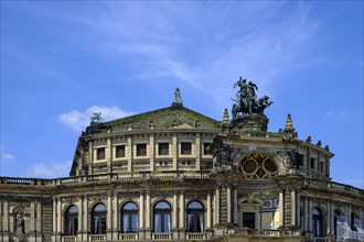 The world-famous Semper Opera House on Theatre Square in the inner old town of Dresden, Saxony,