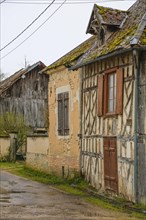 Half-timbered house in the village of Lesmont, Aube department, Grand Est region, France, Europe