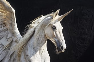 Beautiful Pegasus with unicorn horn. KI generiert, generiert, AI generated
