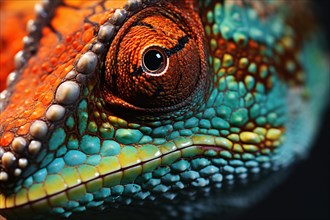 Close up of Chameleon eye. KI generiert, generiert, AI generated