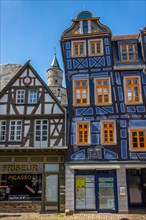 View of an old town, half-timbered houses and streets in a town. Idstein in the Taunus, Hesse