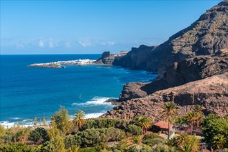 The town of Agaete from the Barranco de Guayedra viewpoint. Gran Canaria. Spain