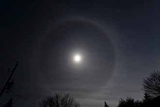 Nature, astronomy, halo during the total solar eclipse 2024, Province of Quebec, Canada, North