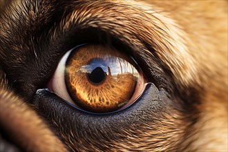 Close up of pug or French Bulldog eye. KI generiert, generiert, AI generated